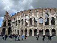 Colosseum with storm clouds